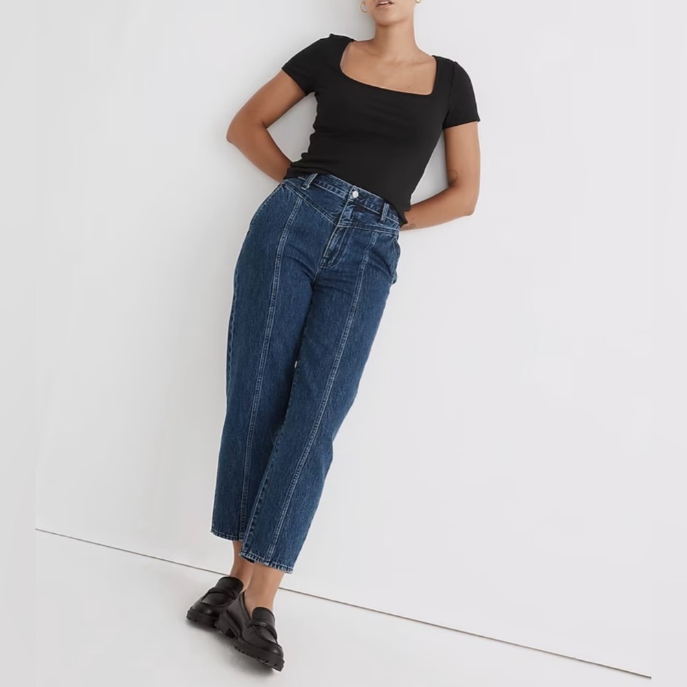 Madewell Small True Black Ribbed square Neck Crop Top